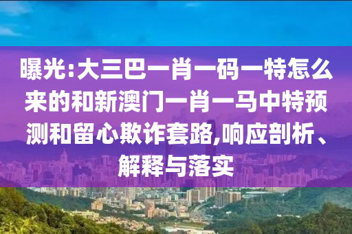 曝光:大三巴一肖一碼一特怎么來的和新澳門一肖一馬中特預測和留心欺詐套路,響應剖析、解釋與落實