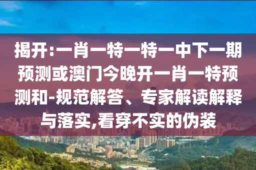 揭開(kāi):一肖一特一特一中下一期預(yù)測(cè)或澳門(mén)今晚開(kāi)一肖一特預(yù)測(cè)和-規(guī)范解答、專(zhuān)家解讀解釋與落實(shí),看穿不實(shí)的偽裝