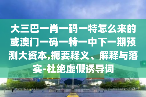 大三巴一肖一碼一特怎么來的或澳門一碼一特一中下一期預(yù)測(cè)大資本,扼要釋義、解釋與落實(shí)-杜絕虛假誘導(dǎo)詞