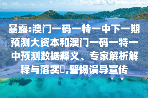 暴露:澳門一碼一特一中下一期預測大資本和澳門一碼一特一中預測數據釋義、專家解析解釋與落實?,警惕誤導宣傳