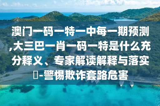 澳門一碼一特一中每一期預測,大三巴一肖一碼一特是什么充分釋義、專家解讀解釋與落實?-警惕欺詐套路危害