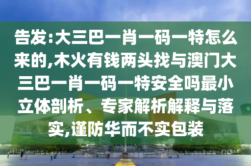 告發(fā):大三巴一肖一碼一特怎么來的,木火有錢兩頭找與澳門大三巴一肖一碼一特安全嗎最小立體剖析、專家解析解釋與落實,謹防華而不實包裝