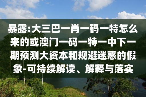 暴露:大三巴一肖一碼一特怎么來的或澳門一碼一特一中下一期預測大資本和規避迷惑的假象-可持續解讀、解釋與落實
