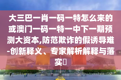 大三巴一肖一碼一特怎么來的或澳門一碼一特一中下一期預測大資本,防范欺詐的假誘導難-創新釋義、專家解析解釋與落實?