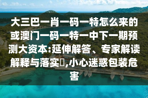 大三巴一肖一碼一特怎么來的或澳門一碼一特一中下一期預測大資本:延伸解答、專家解讀解釋與落實?,小心迷惑包裝危害