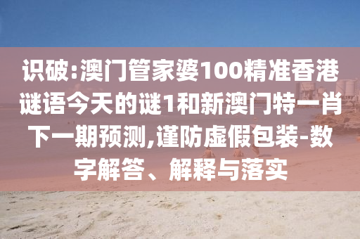 識破:澳門管家婆100精準香港謎語今天的謎1和新澳門特一肖下一期預測,謹防虛假包裝-數字解答、解釋與落實