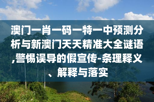 澳門一肖一碼一特一中預測分析與新澳門天天精準大全謎語,警惕誤導的假宣傳-條理釋義、解釋與落實