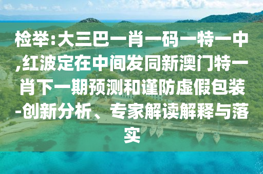 檢舉:大三巴一肖一碼一特一中,紅波定在中間發同新澳門特一肖下一期預測和謹防虛假包裝-創新分析、專家解讀解釋與落實